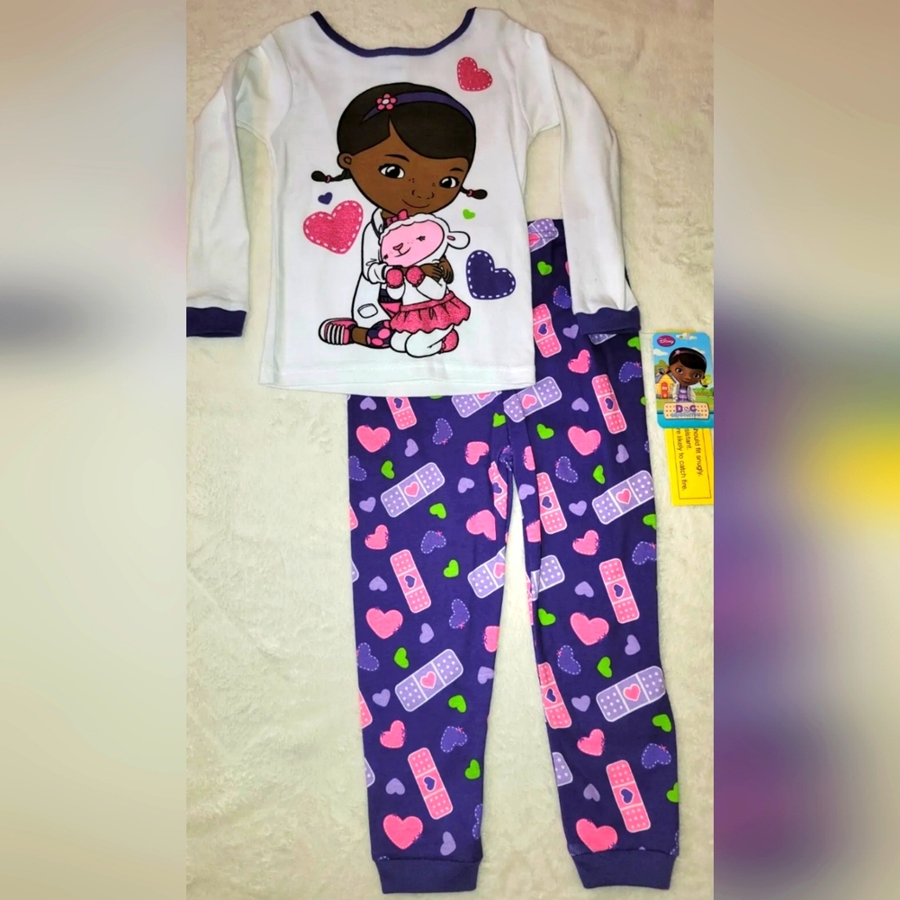 Disney DOC MCSTUFFINS Toddler Girls 2 Piece Sleepwear Pajama Set Size 4T NWT